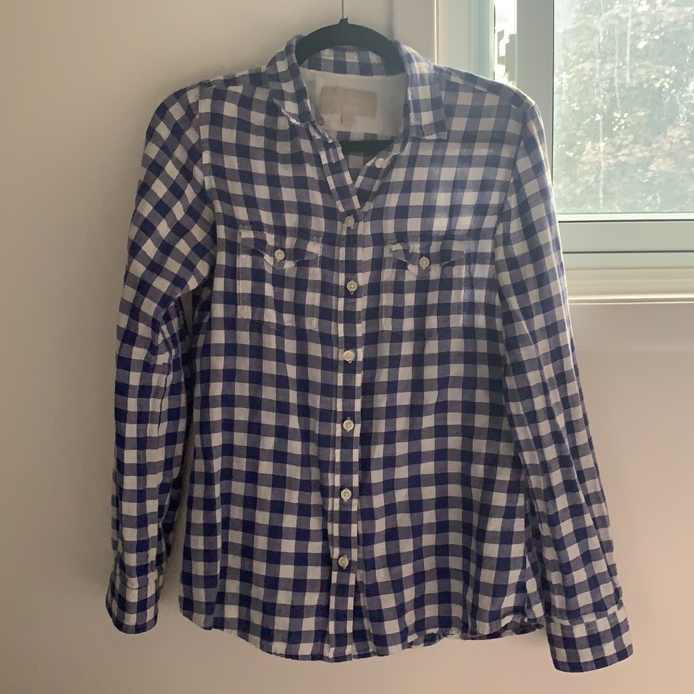 Banana Republic | linen blend checkered button-up